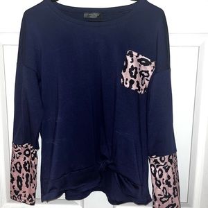 Large leopard print navy blue